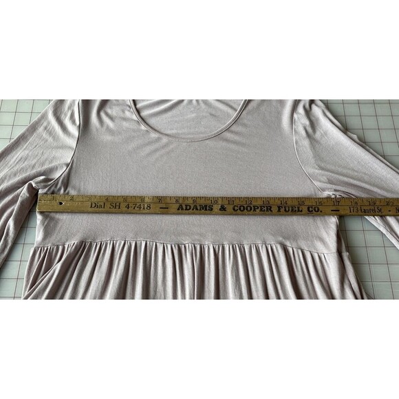 Womens Medium Pink with Ivory Lace Trim Tiered Babydoll Tunic Top - Picture 8 of 9